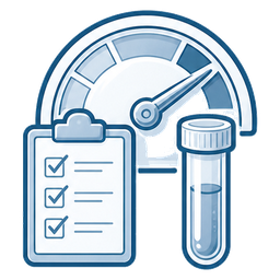 Illustration of a risk dial with a checklist and a specimen tube